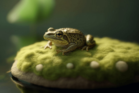 池塘睡莲垫的毡蛙图片