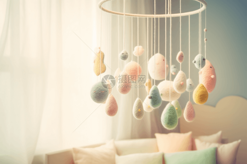 羊毛毡婴儿悬挂玩具图片