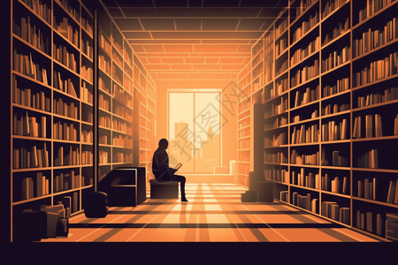阅读: 一个人在图书馆看书图片