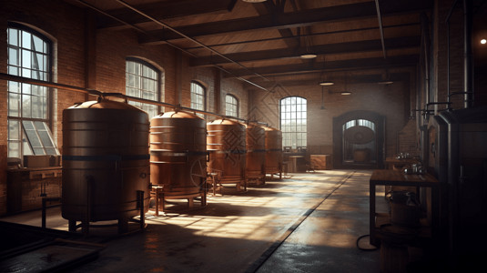 啤酒工厂啤酒酿造厂内部设备设计图片