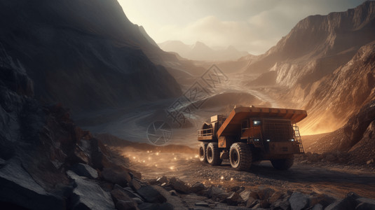 满载矿石的卡车3D概念图图片