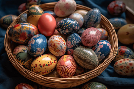 不同颜色的复活节彩蛋背景图片