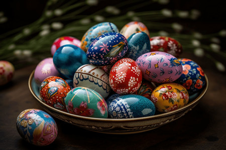 彩色花纹图案五颜六色的复活节彩蛋背景