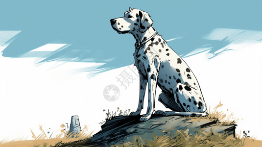 达尔马提亚犬一只达尔马提亚狗插画
