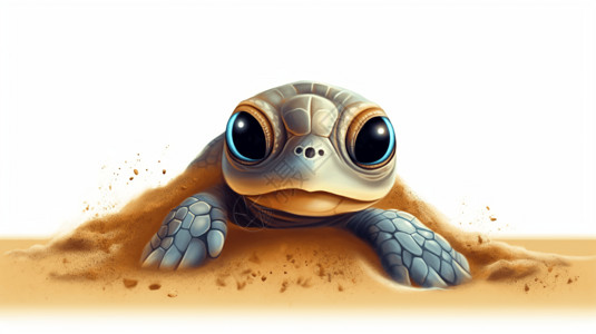 小乌龟在沙滩背景图片