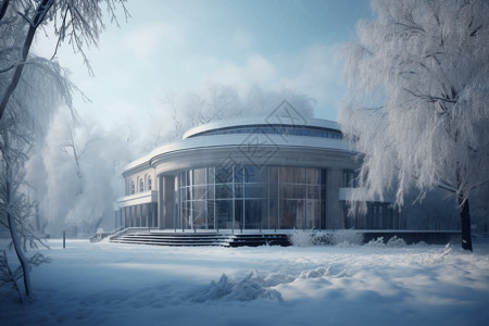苏州美术馆美术馆大楼被白雪覆盖设计图片