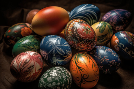 节日彩蛋艺术花纹彩蛋高清图片