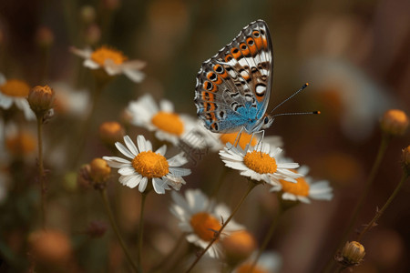 一只漂亮美丽的蝴蝶在花朵上图片