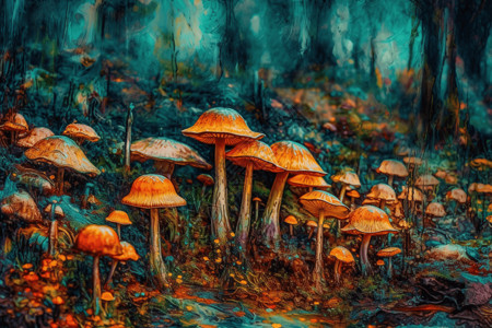 蘑菇培育农场平面插图背景图片