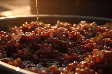 发酵葡萄在葡萄园酿酒特写背景图片