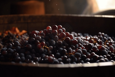 葡萄发酵制作葡萄酒特写背景图片