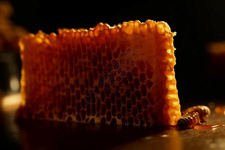 蜂窝收集蜂蜜特写图片
