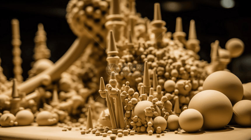 复杂多层分子结构的粘土模型图片