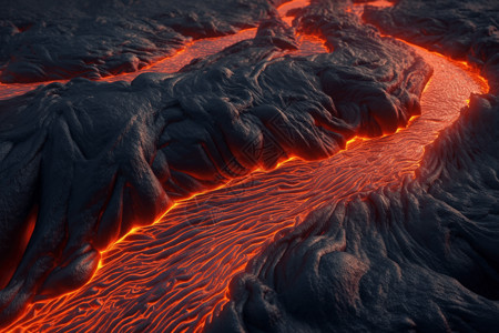 火山流出的熔岩3D概念模型设计图片