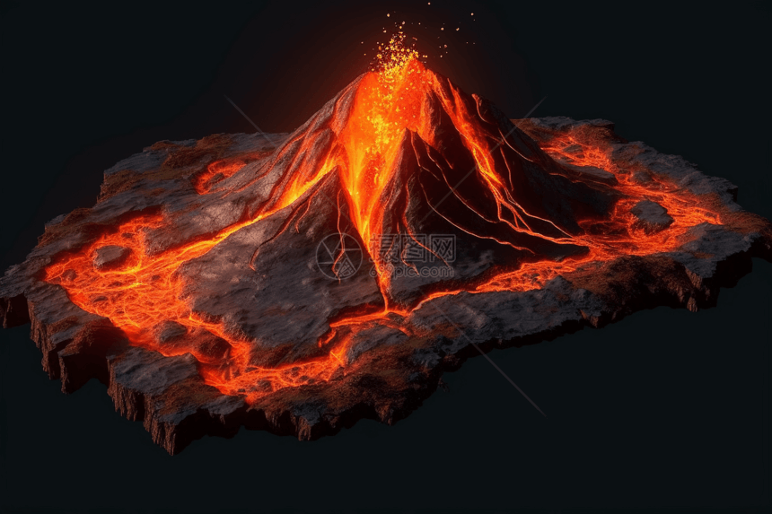 火山流出的熔岩3D模型图片