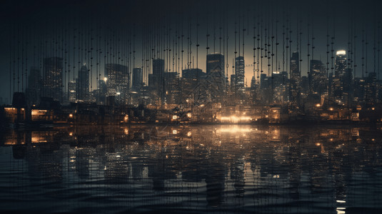 二进制代码城市景观概念图背景图片