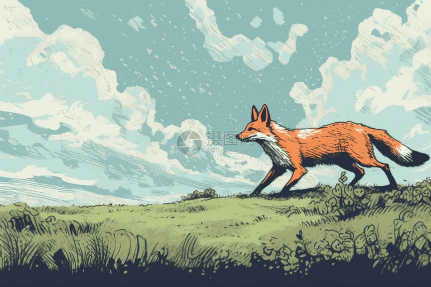 草地的狐狸图片