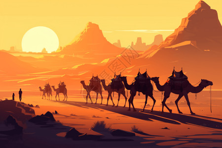 徒步骆驼背景图片