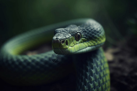 模糊森林绿色的蛇插画
