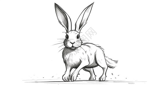 纯白色背景嬉皮士兔子插画