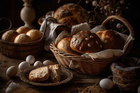复活节场景美味的面包背景
