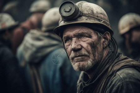 煤矿工人脸部特写背景图片