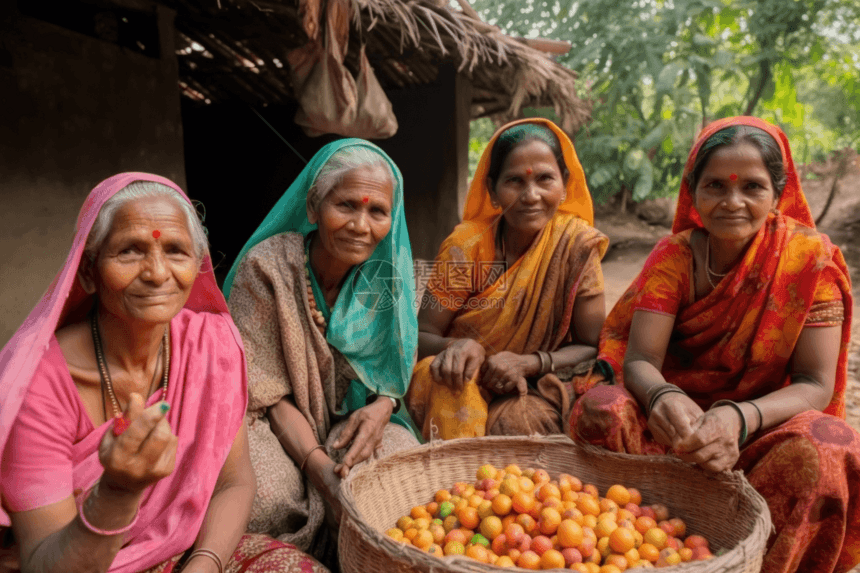 村里的一群妇女一起创业图片