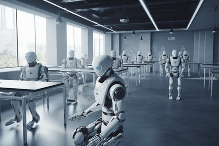 机器人教室一个未来主义的学校或训练空间设计图片