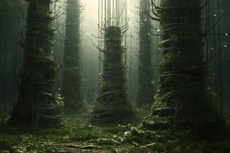 向上生长的二元森林背景图片