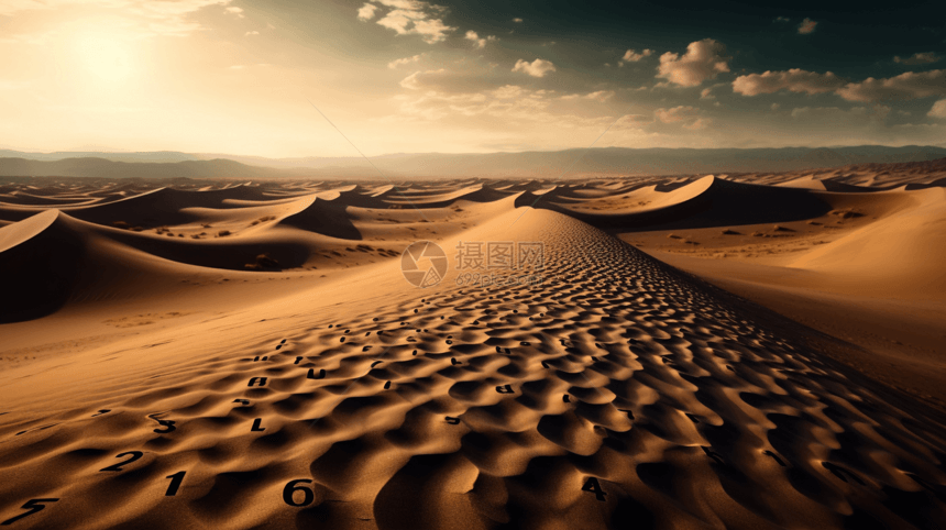 二进制数字的沙漠景观图片