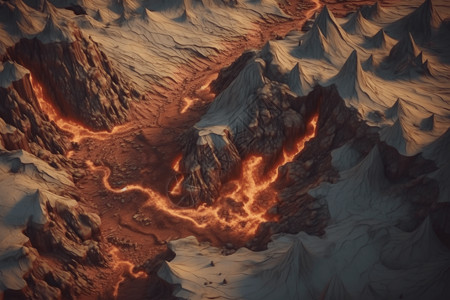 火山喷发破坏的粘土模型背景图片