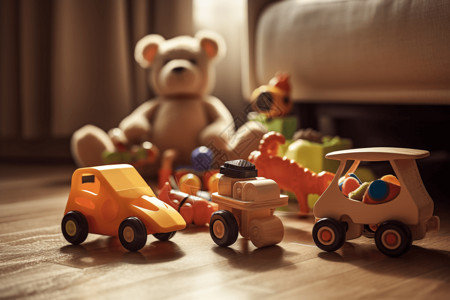 一群婴儿婴儿小车玩具背景