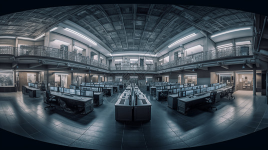 室内360度全景图交易大厅的3D全景图背景