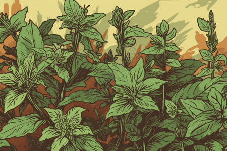 中草药种植的平面插图背景图片