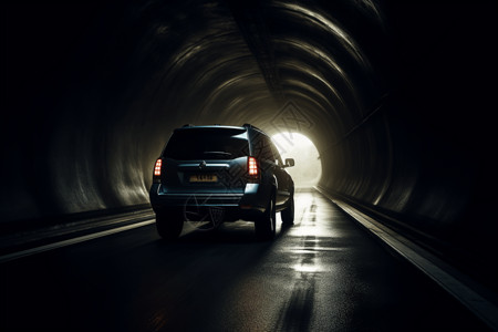 SUV驶过隧道背景图片