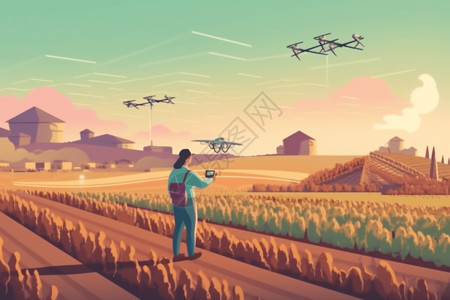农业体验智能农业的世界插画