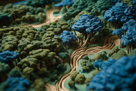 山川河流茂密的森林树木设计图片