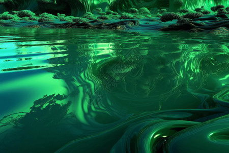 绿色流动的河流图片