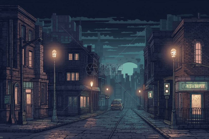 夜晚的城市街道图片