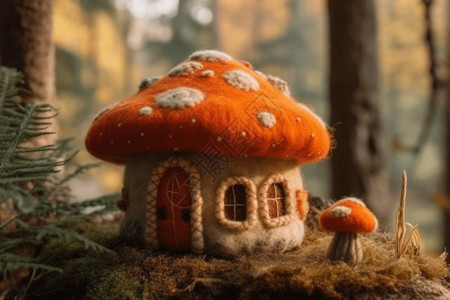 手工房子手工毛毡蘑菇屋设计图片