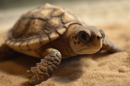 沙滩上的海龟背景图片