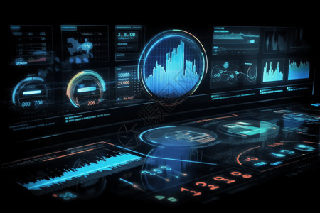 可视化分析科技数字全息面板设计图片