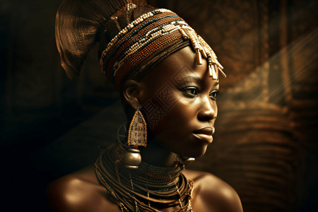 非洲人部落服装背景图片