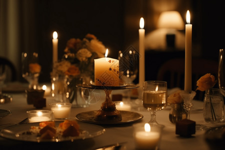 浪漫的西餐厅蜡烛图片