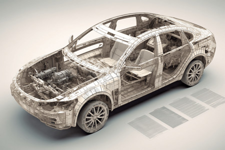 3D汽车拆卸模型背景图片