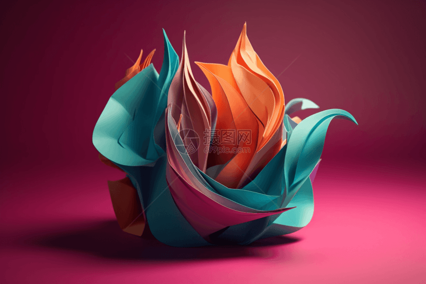 褶皱流体折纸3D概念图图片