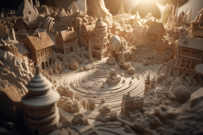 3D黏土的小城镇图片