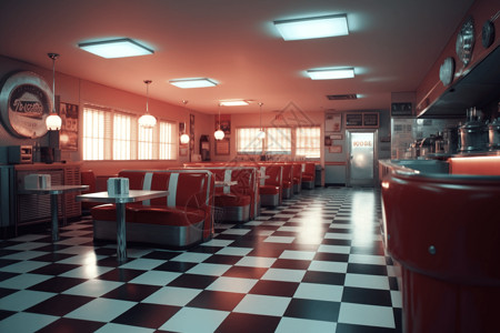 80年代感的餐厅背景图片