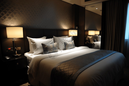酒店房间舒适的床图片