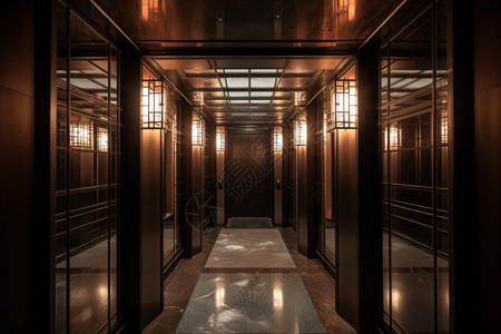 酒店电梯的内部视图图片